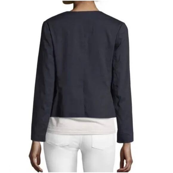 Theory Women's Benefield Crush Wash Open Navy Linen Blend Blazer Size 4 - Picture 11 of 11